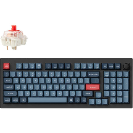 Klawiatura mechaniczna Keychron v5 max-d1 rgb (czarna, układ us (qwerty), gateron jupiter red, 96%, diody rgb, double-shot pbt, hot swap, 2.4 | bluetooth | usb-c, pokrętło)