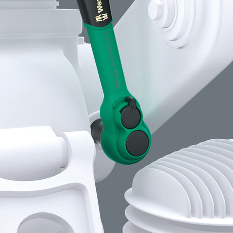Grzechotka Wera 8010 b Zyklop Comfort (czarno-zielona, z zapadką przełączającą i napędem 3 8)