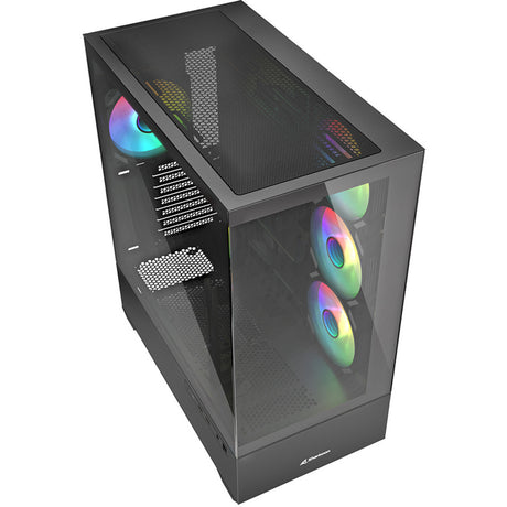 Obudowa midi tower Sharkoon ak6 rgb (czarna | 2x usb-a | 1x usb-c | rgb | szkło hartowane)