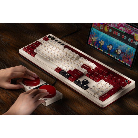 Klawiatura mechaniczna 8bitdo retro edycja fami (beżowa, układ us (qwerty), kailh box biała, 100%, bluetooth low Energy, bezprzewodowa 2.4g, usb)