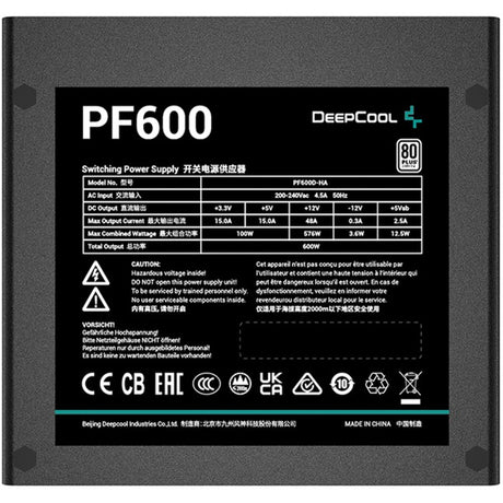 Zasilacz Deepcool pf600 600 W (czarny, 4x pcie)
