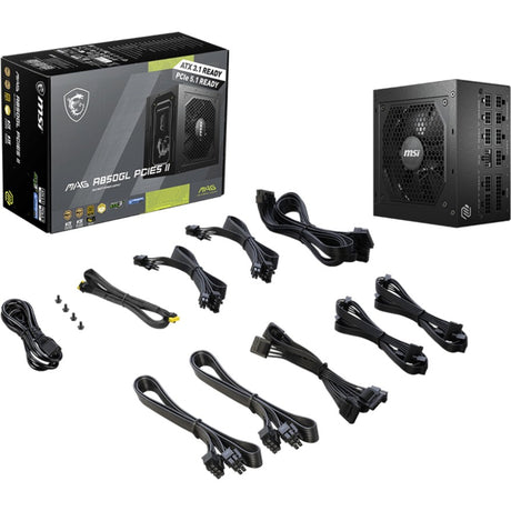 Modułowy zasilacz MSI Mag A850GL PCIe5 II 850 W (czarny, 1x 12V-2x6, 4x PCIe)