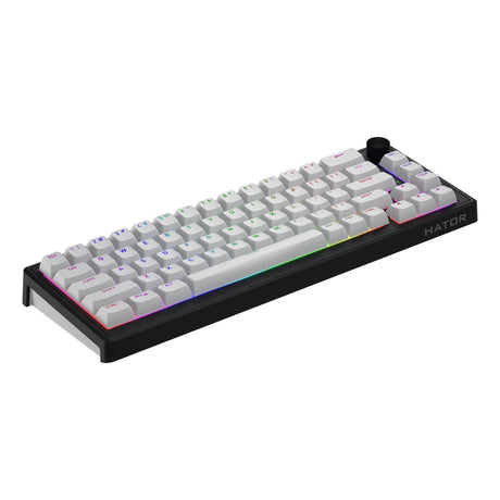 Hator skyfall wireless rgb mechanisch gaming toetsenbord (zwart, us lay-out (qwerty), hator aurum sterling, 65%, rgb, double shot abs, hot-swap, 2.4ghz | bluetooth | usb-c)