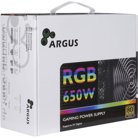 Zasilacz modułowy Inter-tech Argus RGB-650W CM II o mocy 650 W (czarny, 2x PCIe)