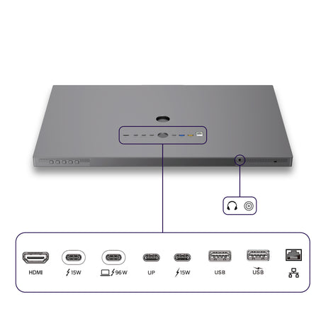 Philips brilliance 27e3u7903 27 5k ultra hd monitor (grijs, 1x hdmi, 2x usb-c, 2x usb-a, 2x thunderbolt, 1x rj-45, webcam)