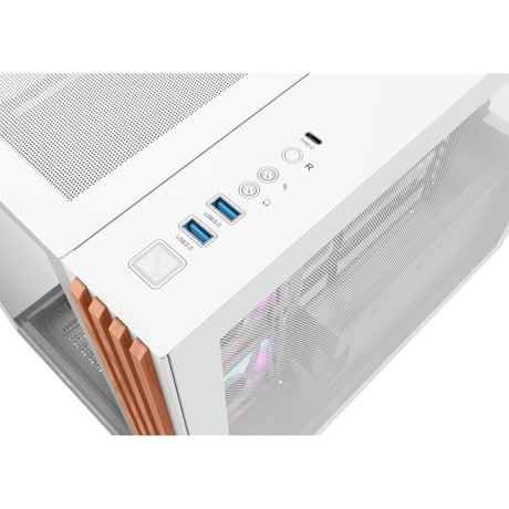 Obudowa Thermaltake View 380 ws argb Snow Midi Tower (biały kolor drewna | 2x USB-A | 1x USB-C | RGB | szkło hartowane)