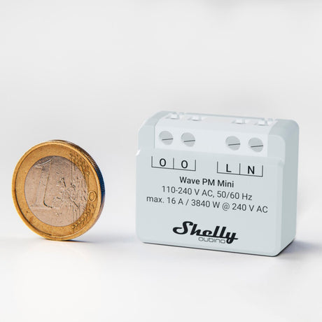 Mini przekaźnik Shelly Qubino Wave PM (jasnoszary biały, 1-kanałowy, z-wave)