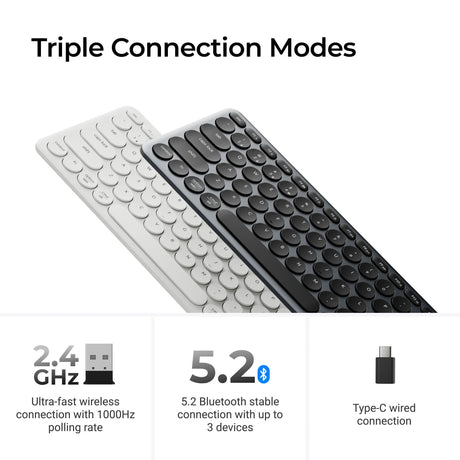Klawiatura Keychron b4 pro-k1 (szara, układ US (QWERTY), przełączniki nożycowe, 96%, nakładki na klawisze ABS, 2,4 GHz | Bluetooth | USB)