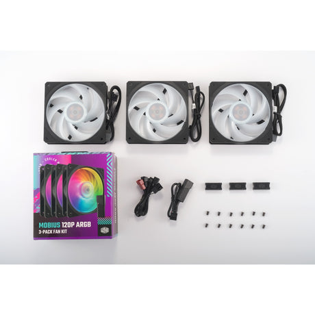Cooler master mobius 120p argb 120x120x25 wentylatory obudowy (czarne, 3 sztuki, 120 x 120 x 25 mm, pwm)