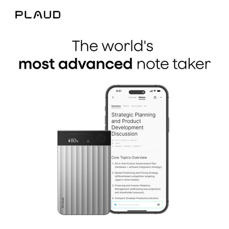 Dyktafon Plaud Note Pro (srebrny, 64 GB, Bluetooth (BLE 5.4), dwuzakresowe Wi-Fi (2,4 GHz 5 GHz))