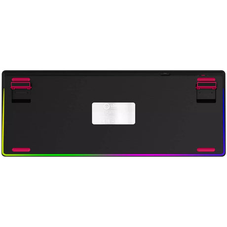 Mechaniczna klawiatura do gier Lorgar kbp70tklw rgb (czarna, układ amerykański (qwerty), logar toksyczny fioletowy, 80% (tkl), rgb, z możliwością wymiany podczas pracy, podwójny strzał pbt, bluetooth | 2,4 ghz | usb)
