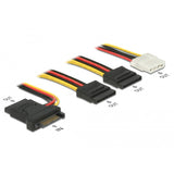 Delock 15-pinowa wtyczka sata > 3 x gniazdo sata + 1 x 4-pinowy kabel molex żeński (pcb) (20 cm)