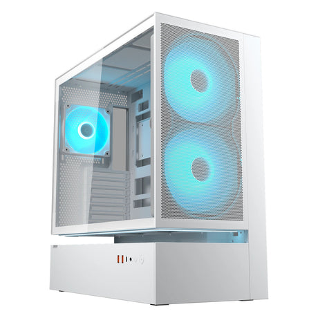 Obudowa midi tower Cougar cfv235 mesh (biała | 2x USB-A | 1x USB-C | RGB | szkło hartowane)