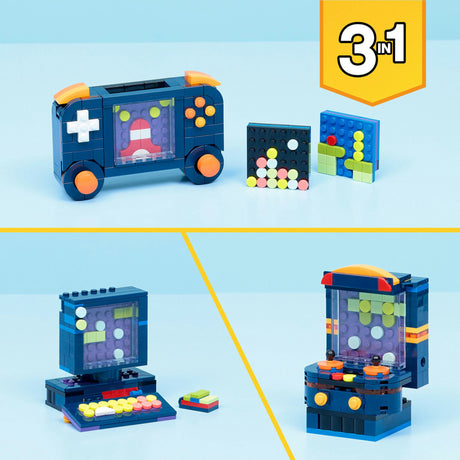 Model zabawkowy konsoli do gier retro 3w1 Lego® Creator - przekształcony w komputer stacjonarny lub automat do gier - 31380