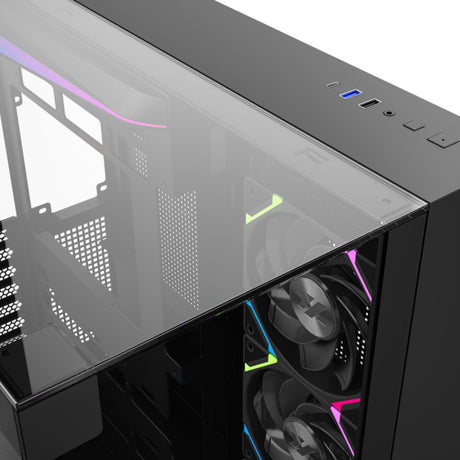 Obudowa Xyz PC Gear Tesseract A-RGB Midi Tower (czarna | 2x USB-A | 1x USB-C | RGB | Szkło hartowane)