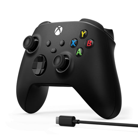 Kontroler bezprzewodowy Microsoft Xbox + kabel USB-C (czarny, w zestawie kabel USB-C | PC, Xbox One, Xbox Series X, Xbox Series S)