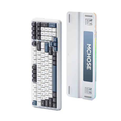 Mchose K99 Bezprzewodowa mechaniczna klawiatura RGB z uszczelką Hiacyntowa granatowa (biała, układ amerykański (Qwerty), KTT Hiacynt, RGB, Hot Swap, Double-Shot PBT, bezprzewodowa | Bluetooth | USB-C)