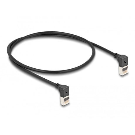 Delock kabel sieciowy rj45 kat.6a s ftp slim 90° w górę pod kątem do góry kabel 0,5 m (czarny)