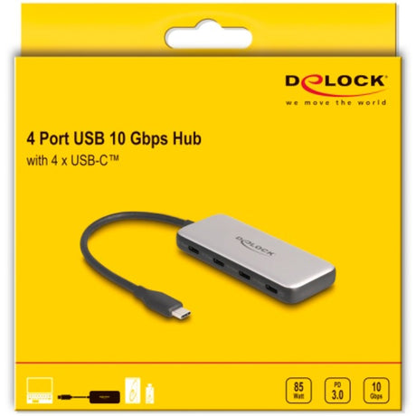 Delock 4-portowy koncentrator USB-C + PD 85 W (szary)