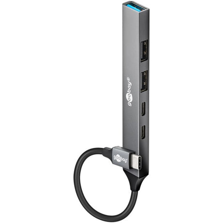Goobay slim Hub USB z 5 portami, USB-C na USB-C USB-A, 5 Gbit s (jasnoszary)
