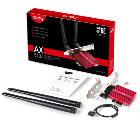 Adapter Cudy AX5400 Wi-Fi 6e Bluetooth 5.3 PCI-E WLAN (czerwony)