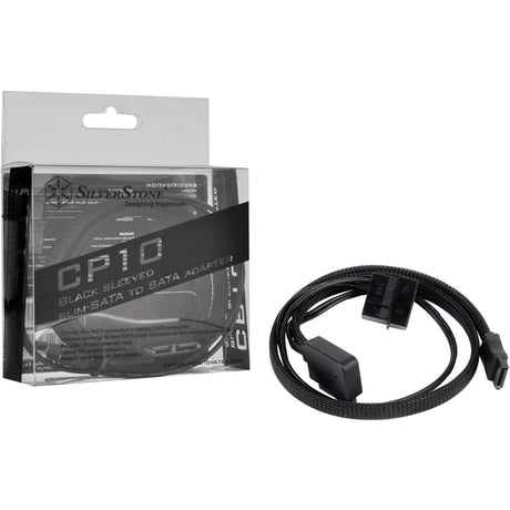 Kabel do transmisji danych Silverstone slim sata 2 w 1 + zasilacz (czarny, cp10)