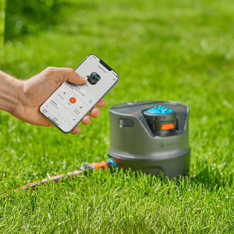 Gardena aquaprecyzyjny system nawadniania słonecznego do systemu zraszania trawnika (szary turkus, powierzchnia zraszania 320 m²)