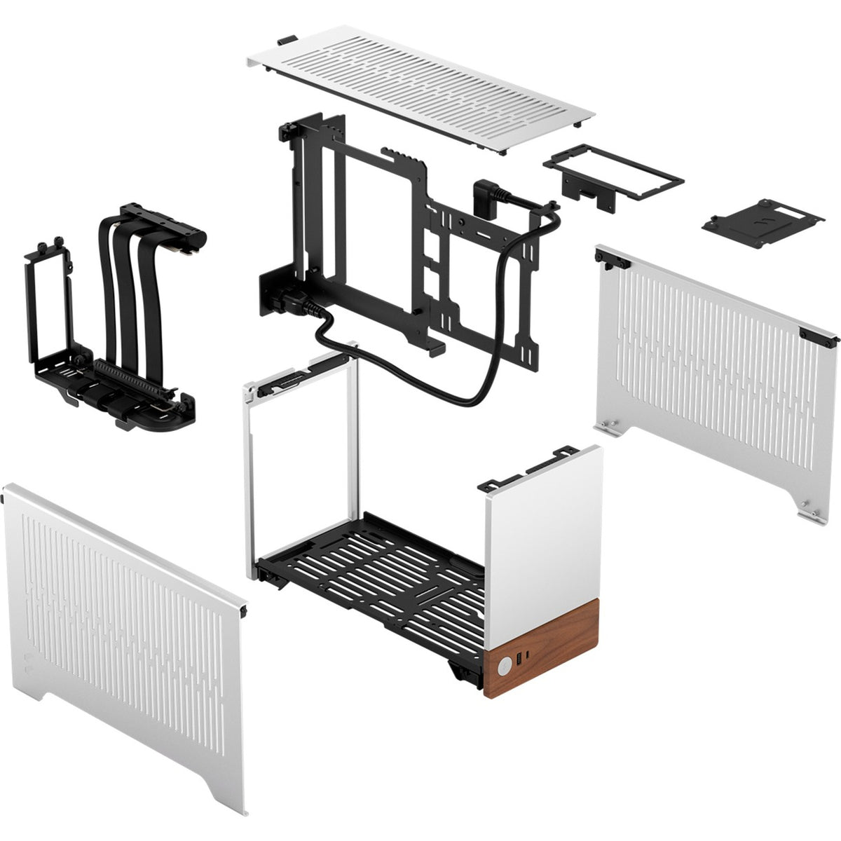 Obudowa mini tower w stylu Fractal (srebrny kolor drewna | 1x USB-A | 1x USB-C)