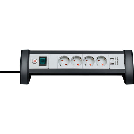 Listwa zasilająca Brennerstuhl premium office line z USB 4x czarna jasnoszara 1,8m h05vv-f 3g1,5