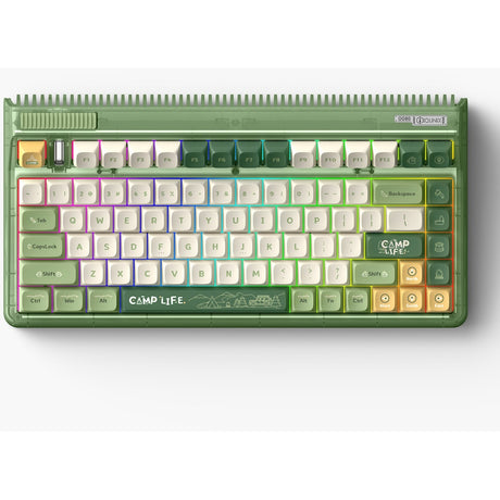 Bezprzewodowa klawiatura mechaniczna kempingowa Iqunix og80 (zielona, układ amerykański (qwerty), wiśnia mx czerwona, 80% (tkl), diody rgb, możliwość wymiany podczas pracy, pbt, 2,4 GHz | bluetooth 5.1 | usb-c)