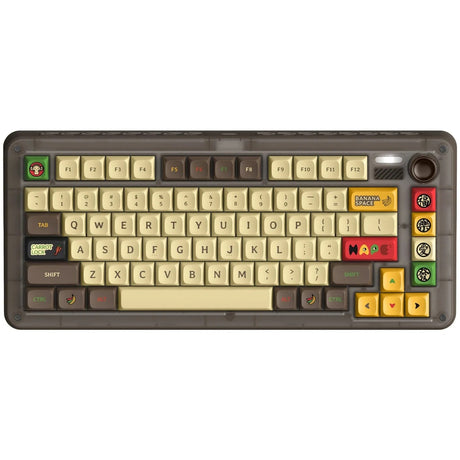 Bezprzewodowa klawiatura mechaniczna Iqunix Zx75 Happy Ape (brązowa, układ US (QWERTY), TTC Holy Panda, 75%, diody RGB, możliwość wymiany podczas pracy, podwójny strzał pbt, 2,4 GHz | Bluetooth 5.1 | USB-C)