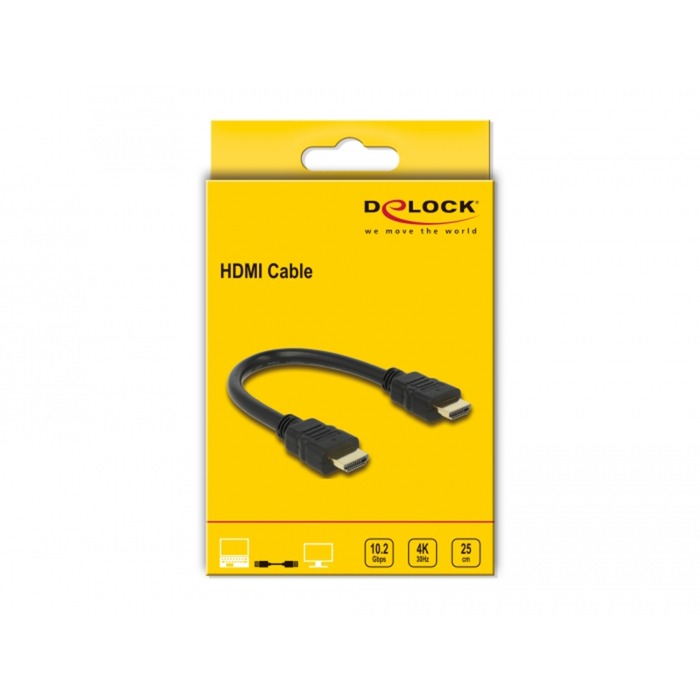 Delock kabel High Speed HDMI z Ethernetem - HDMI a męski > HDMI a męski kabel (czarny, 0,25 m, 4k)