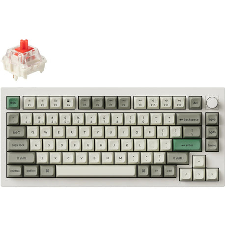 Klawiatura mechaniczna Keychron Q1 Max-P1 RGB (biała, układ US (QWERTY), Gateron Jupiter Red, 75%, diody LED RGB, KSA double-shot PBT, hot swap, pokrętło, 2,4 GHz | Bluetooth 5.1 | USB-C)