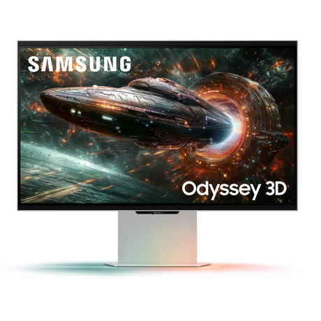Monitor do gier Samsung Odyssey 3D G90XF 27 4K UHD (srebrny, 2x HDMI, DisplayPort, 2x USB-A, USB-B, 165 Hz)