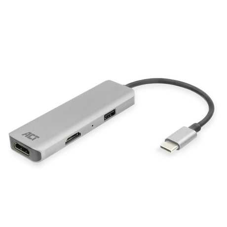 Łączność Act Wieloportowy adapter USB-C 4K do 2 ekranów HDMI, port danych USB-A (aluminium)