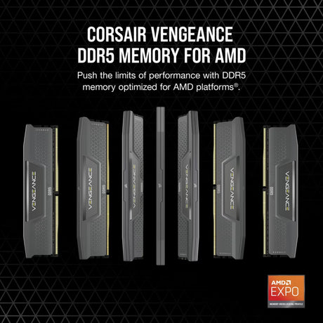 Corsair vengeance 32 gb ddr5-6000 (2x 16 gb) werkgeheugen (zwart, cmk32gx5m2d6000z38, expo)