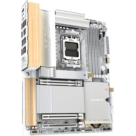 Gigabyte x870e aero x3d wood socket am5 moederbord (zilver houtkleur, raid, 2x 5 gb-lan, wi-fi 7, bt, sound, atx)