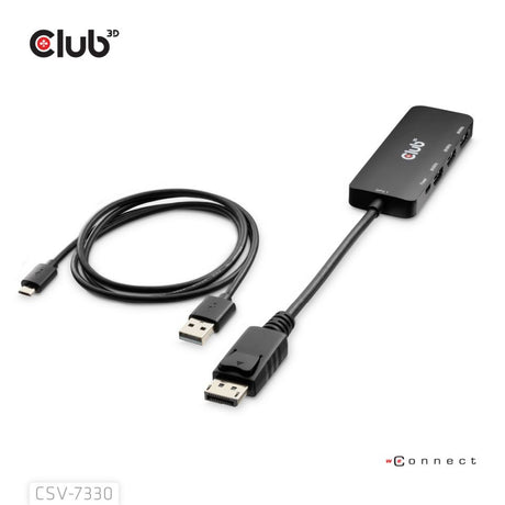 Port wyświetlacza Club 3D na potrójny koncentrator HDMI 8K60 Hz (czarny)