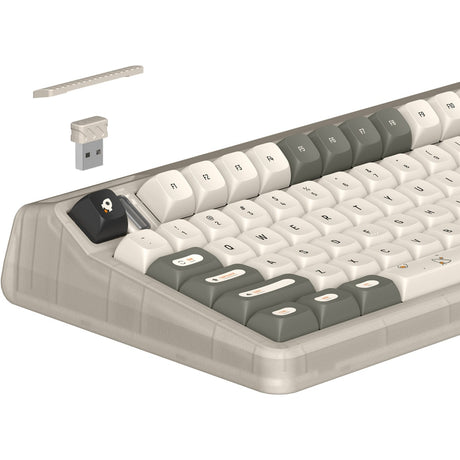 Bezprzewodowa klawiatura mechaniczna Iqunix og80 hitchhiker (szara, układ amerykański (qwerty), wiśnia mx cicha czerwona, 80% (tkl), diody rgb, możliwość wymiany podczas pracy, pbt, 2,4 ghz | bluetooth 5.1 | usb-c)