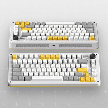 Bezprzewodowa klawiatura mechaniczna Ty iqunix zx75 gravi wave (szara, układ amerykański (qwer), gateron czerwony, 75%, diody rgb, możliwość wymiany podczas pracy, podwójny strzał pbt, 2,4 GHz | bluetooth 5.1 | usb-c)