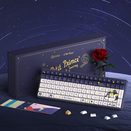Mechaniczna klawiatura do gier Iqunix F97 Starry Tryst RGB (ciemnoniebieski, układ amerykański (QWERTY), czerwony Gateron, 96%, diody RGB, możliwość wymiany podczas pracy, pbt, 2,4 GHz | bluetooth 5.1 | USB-C)