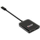 Club 3D USB 3.2 Gen2 Type-C (tryb alternatywny DP) do podwójnego monitora DisplayPort 4K60 Hz M F MST Hub DisplayPort Splitter (czarny)