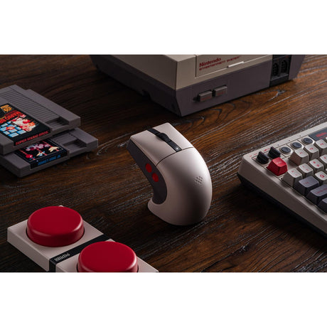 Mysz 8bitdo retro r8 - edycja n (szary czerwony, 50 - 26000 dpi, Bluetooth USB-C 2,4 GHz)