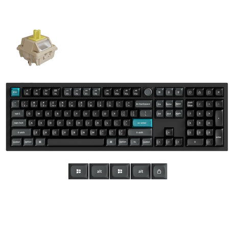 Keychron q6 ultra-m4 8k bezprzewodowa, niestandardowa klawiatura mechaniczna (czarna, układ amerykański (qwerty), jedwabny pom banan, 100%, rgb, hot swap, 8k, 2,4 ghz bluetooth 5.2 usb-c)
