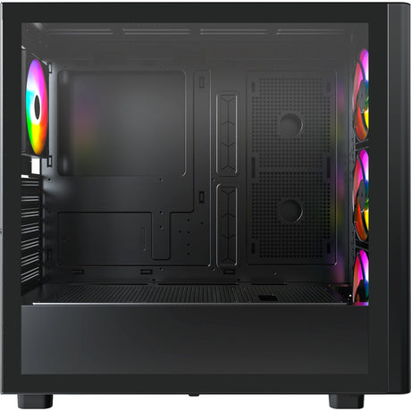 Drewniana obudowa midi tower Montech xr (czarna | 1x USB-A | 1x USB-C | RGB | okno)