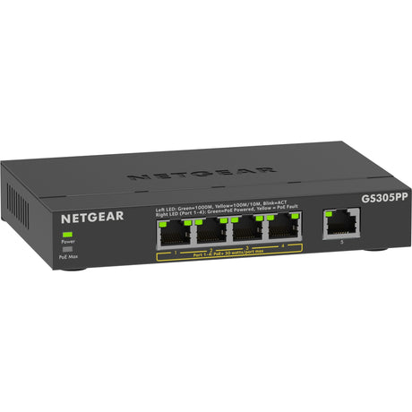 Przełącznik niezarządzalny Netgear 5-portowy Gigabit Ethernet Poe+ (gs305pp) (czarny)