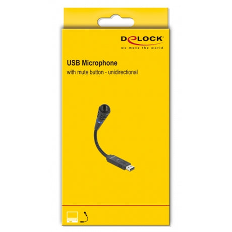 Delock Mikrofon USB na gęsiej szyi z przyciskiem wyciszenia (czarny)
