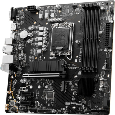 Płyta główna MSI Pro B760M-P z gniazdem 1700 (czarna, RAID, GB-LAN, dźwięk, µATX)