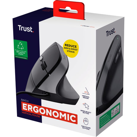 Przewodowa mysz ergonomiczna Trust Bayo II (czarna, 800 dpi - 2400 dpi)