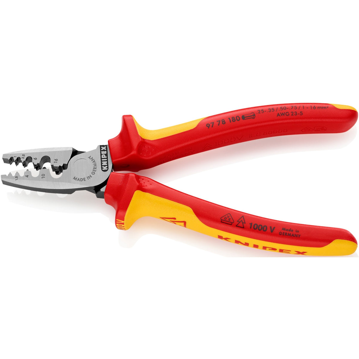 Seria Knipex 97 - szczypce do zaciskania - 180mm - izolacja vde - ergonomiczne
